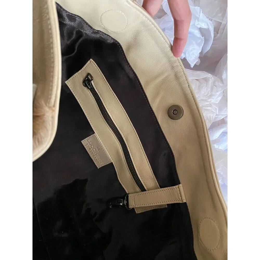 Lucchese Antelope Leather East West Tote Bag Crossbody Marble Ivory Travel Bag - Picture 9 of 16